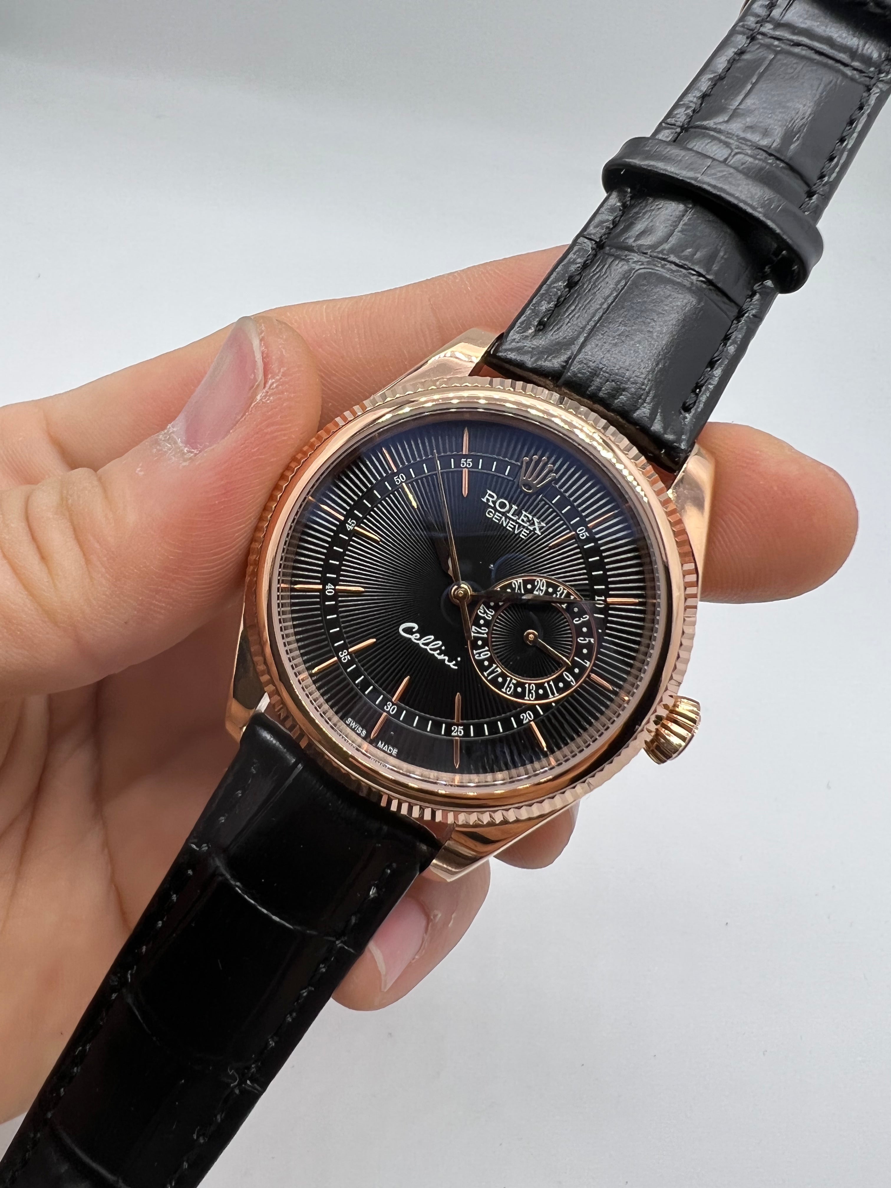 Rolex Cellini Date Black Guilloche Sphere — Rolex