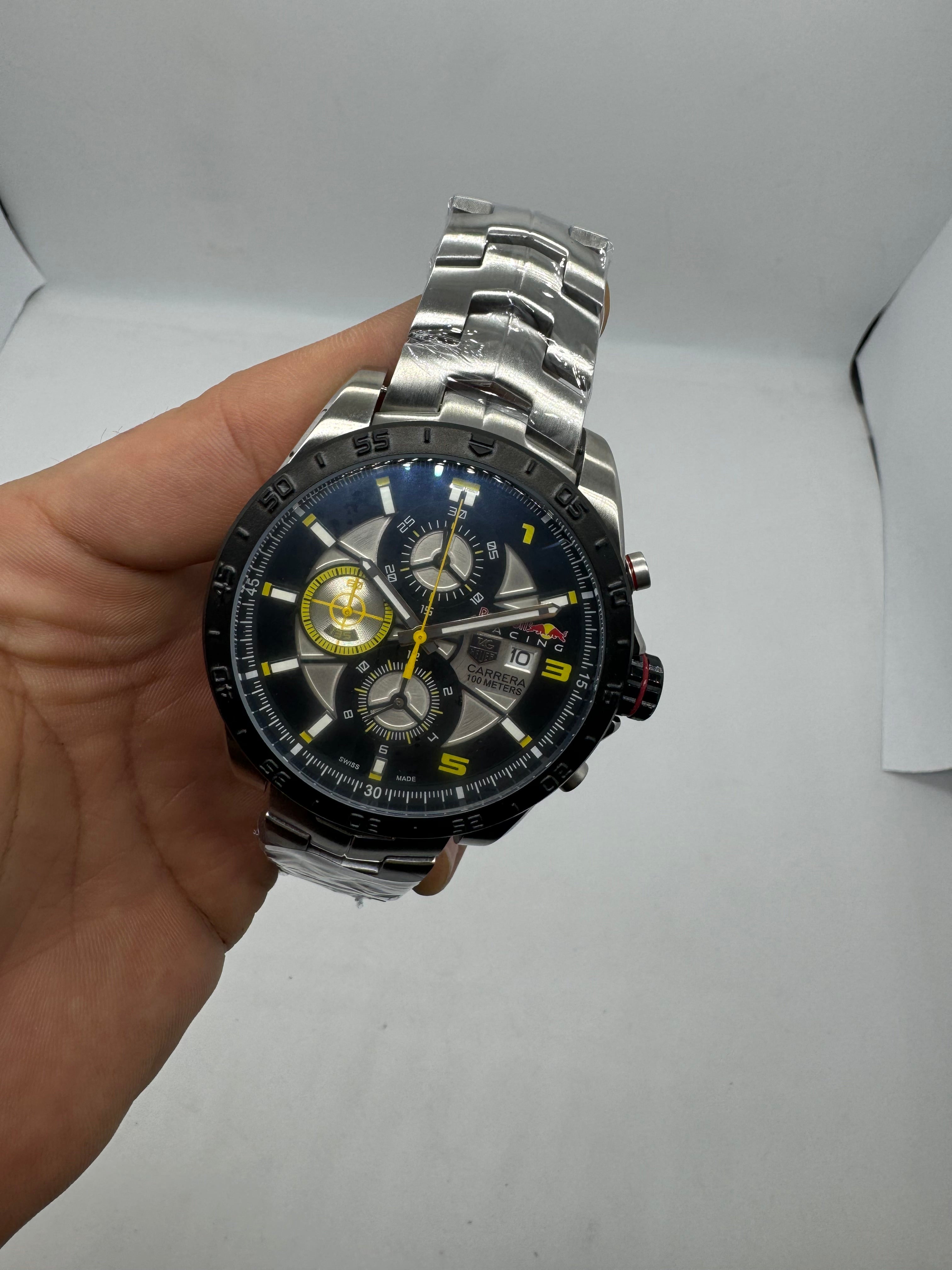TAG Heuer Carrera Calibre 16 Chronograph Black Dial with Yellow Accents — Tag Heuer