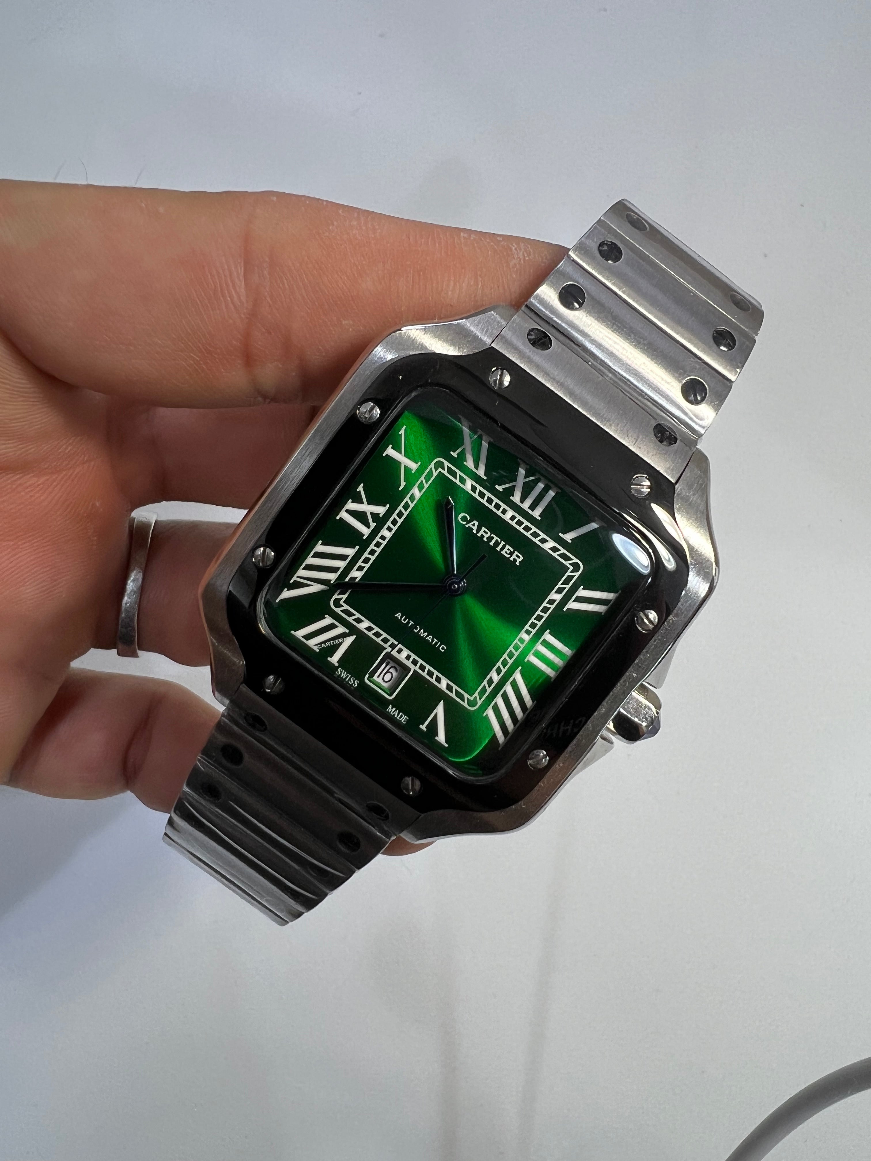 Cartier Santos de Cartier Large Acero Black and Green — Cartier