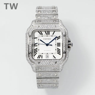 Cartier Santos de Cartier – Large Model (Aftermarket Full Iced) — Cartier