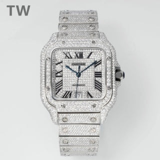 Cartier Santos de Cartier – Large Model (Aftermarket Full Iced) — Cartier
