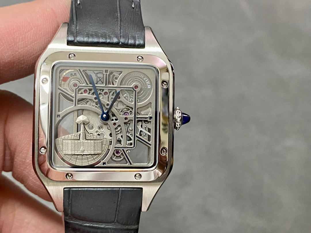 Cartier Santos-Dumont Skeleton “Reve de Plume / Aventurine / Limited Art Motif” (Aftermarket / Special Dial) — Cartier
