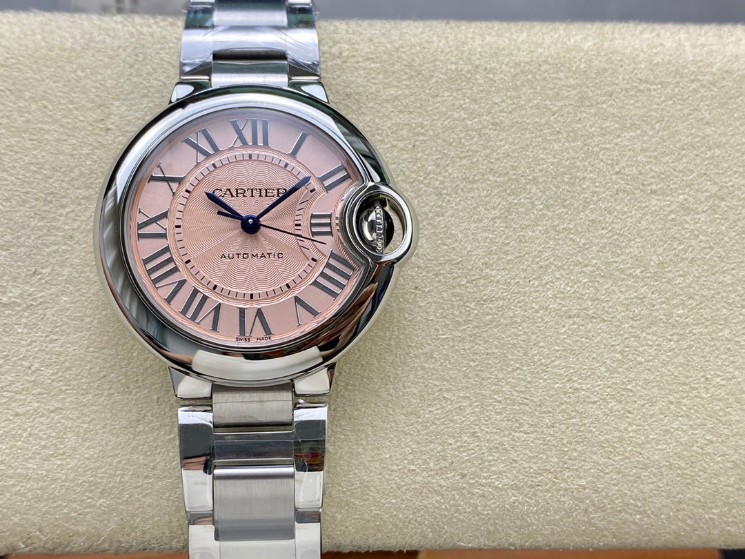 Cartier Ballon Bleu de Cartier 33mm Automatic (acero, esfera rosada / salmón) — Cartier