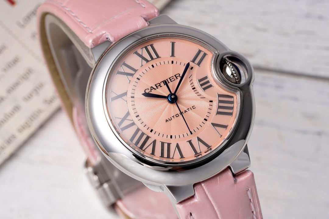 Cartier Ballon Bleu (esfera rosa con correa a juego) — Cartier